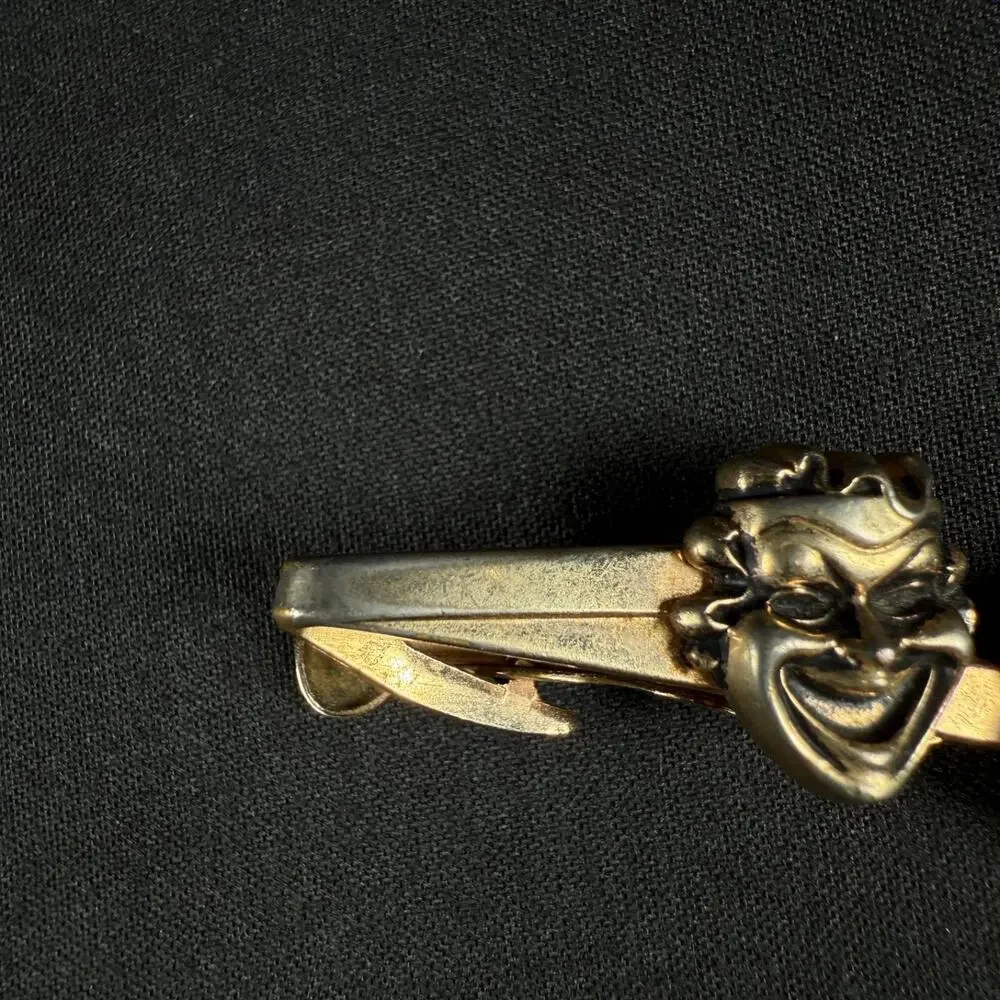 Vintage Hickok Gold Tone Theater Masks Tie Clip USA